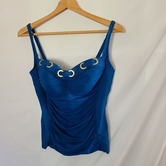 Bleu Rod Beattie Ruched Tankini Top sz 12 - Picture 1 of 5